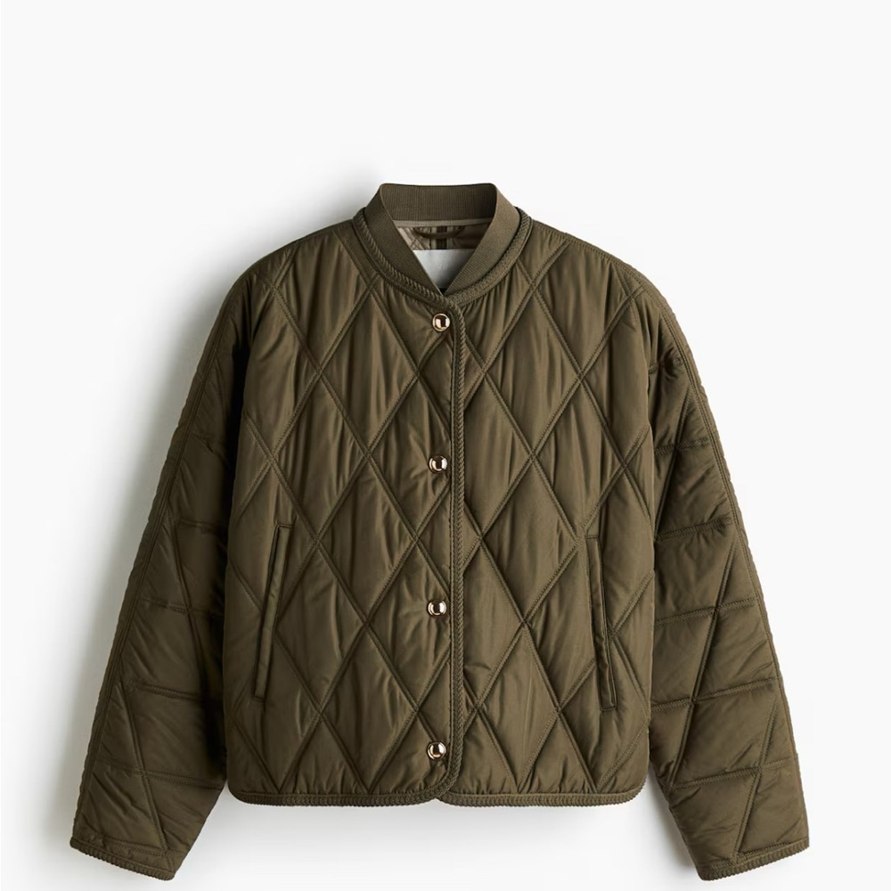 H&M Dark Khaki Green Quilted Women's Jacket S